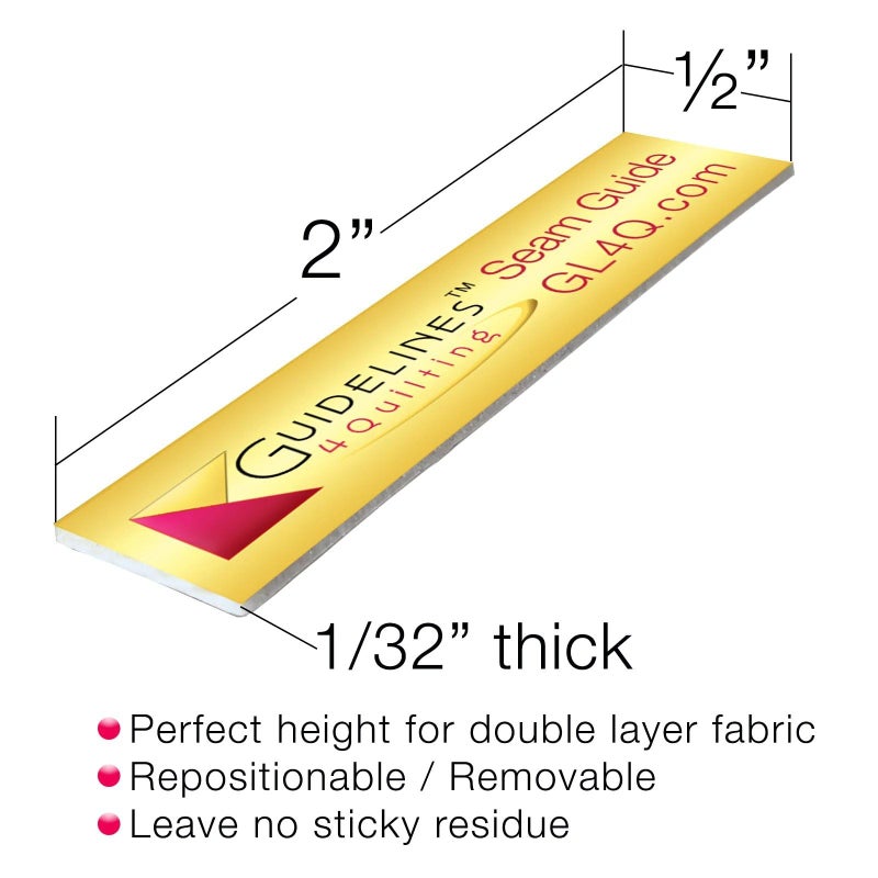 Guidelines4quilting - 6-Pack Seam Guides  x 2"" x 1/32"" - Peel & Stick - Removable Adhesive  Leaves No Sticky Residue - Guide Your Fabric to Sew Accurately - Ideal Height for Double Layered Fabric - Image 2